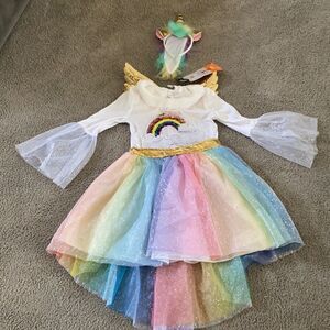 Kids Rainbow Unicorn or Angel Costume Halloween Size M NWT *Read Descrip…
